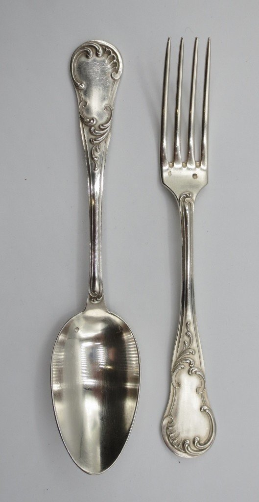  Set Of Twelve Solid Silver Cutlery Sets.-photo-2