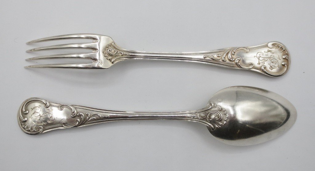  Set Of Twelve Solid Silver Cutlery Sets.-photo-3