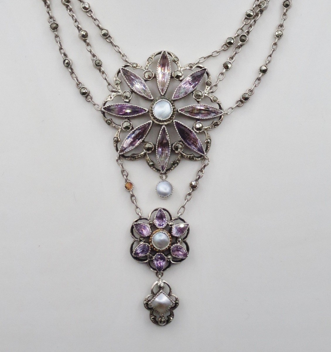 Collier, Argent Et Améthyste, XIXe Siècle.-photo-3