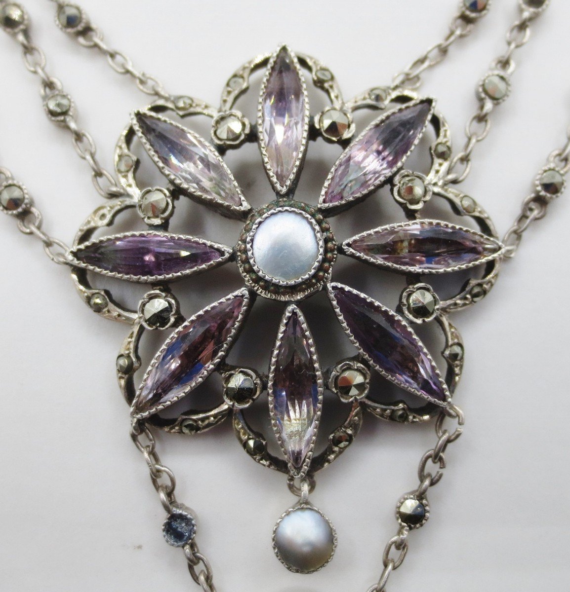 Collier, Argent Et Améthyste, XIXe Siècle.-photo-4