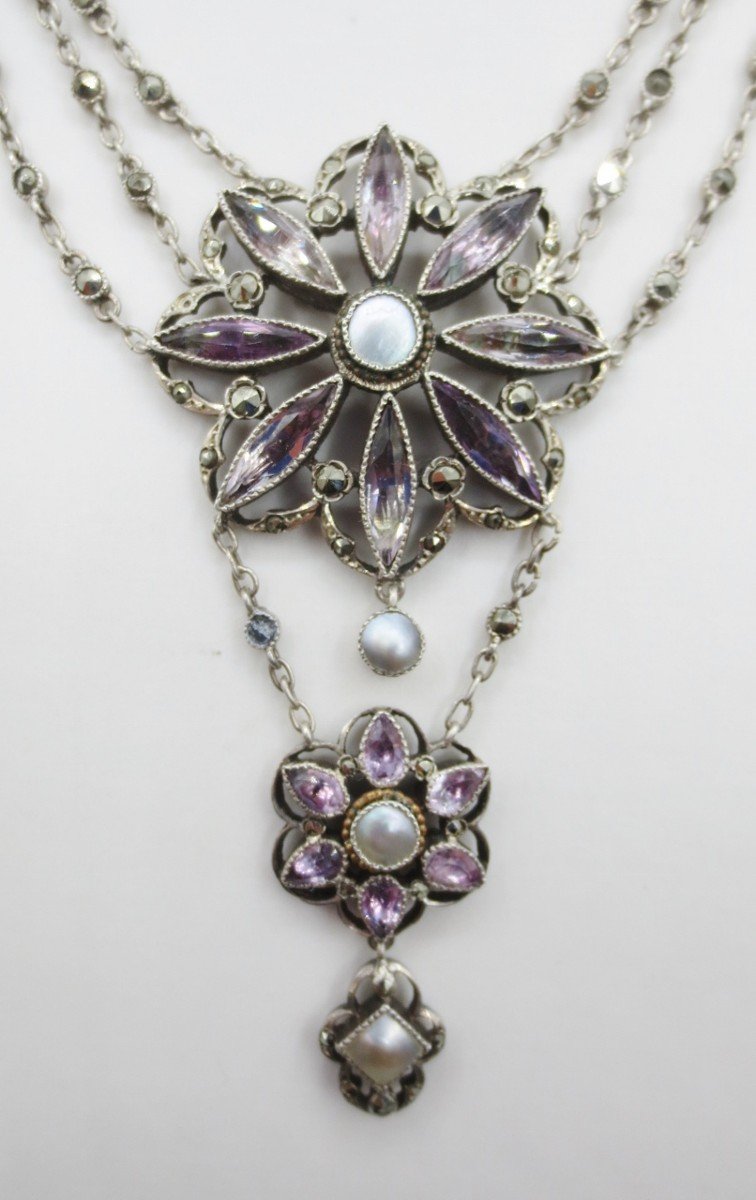 Collier, Argent Et Améthyste, XIXe Siècle.-photo-3