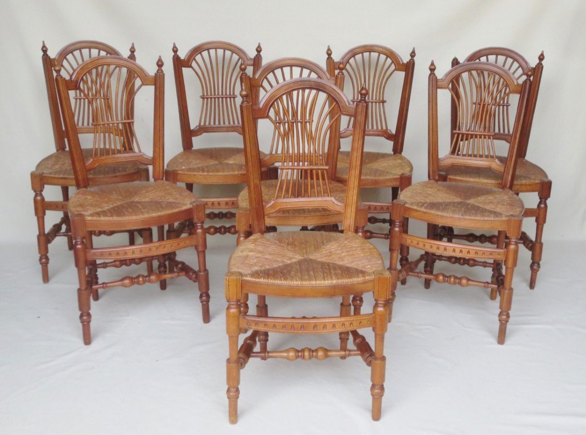 Eight Sheaf Back Chairs, Provence. 