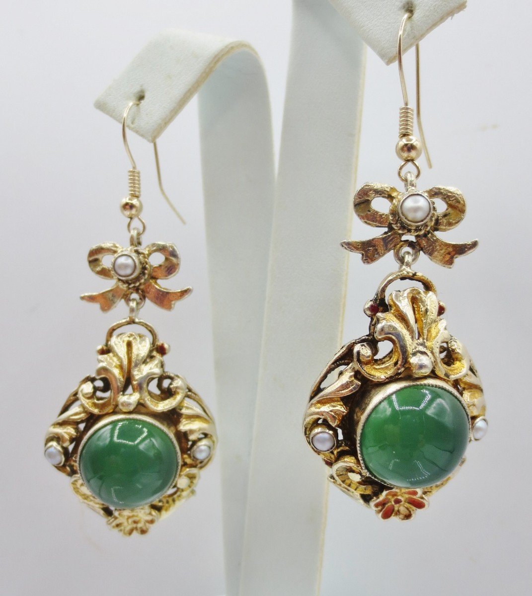 Silver Vermeil Earrings, 19th Century. -photo-2