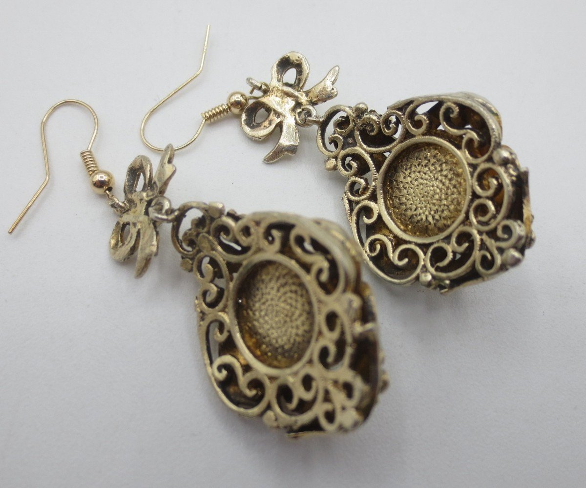 Silver Vermeil Earrings, 19th Century. -photo-3