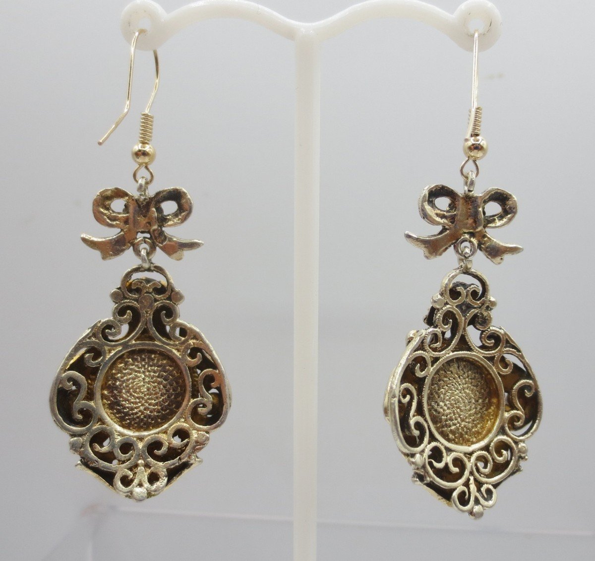 Silver Vermeil Earrings, 19th Century. -photo-4