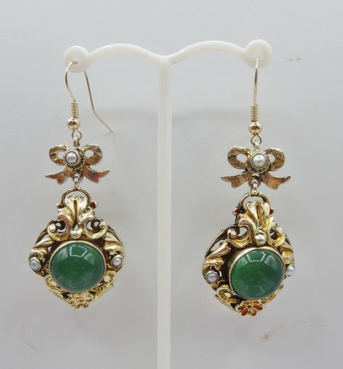 Silver Vermeil Earrings, 19th Century. -photo-1