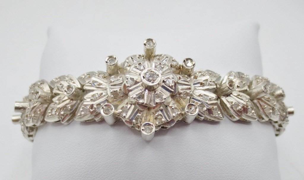 Bracelet Argent Et Diamant, XIXe Siècle. 