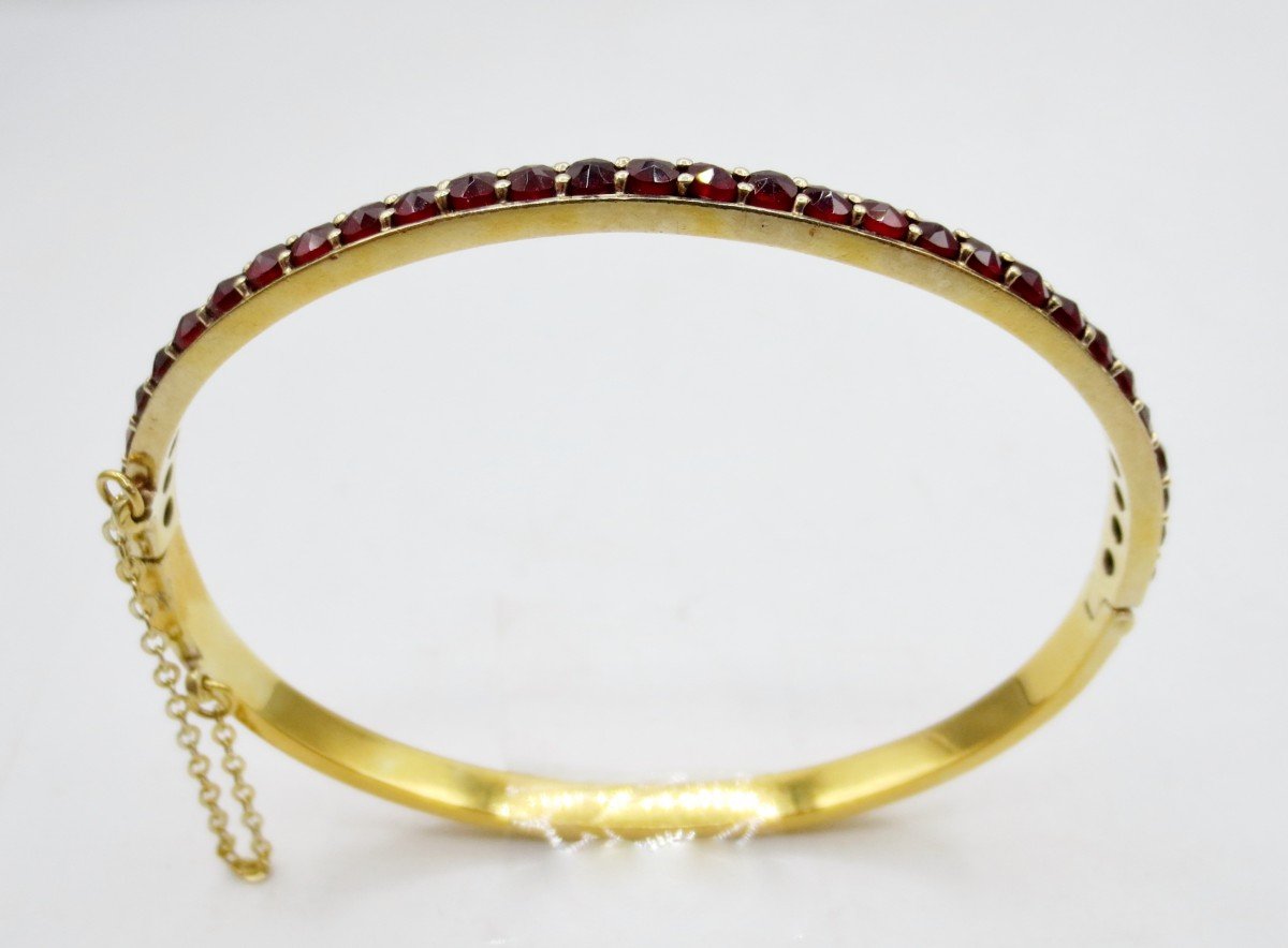 Bangle Bracelet, Vermeil And Garnets. -photo-2