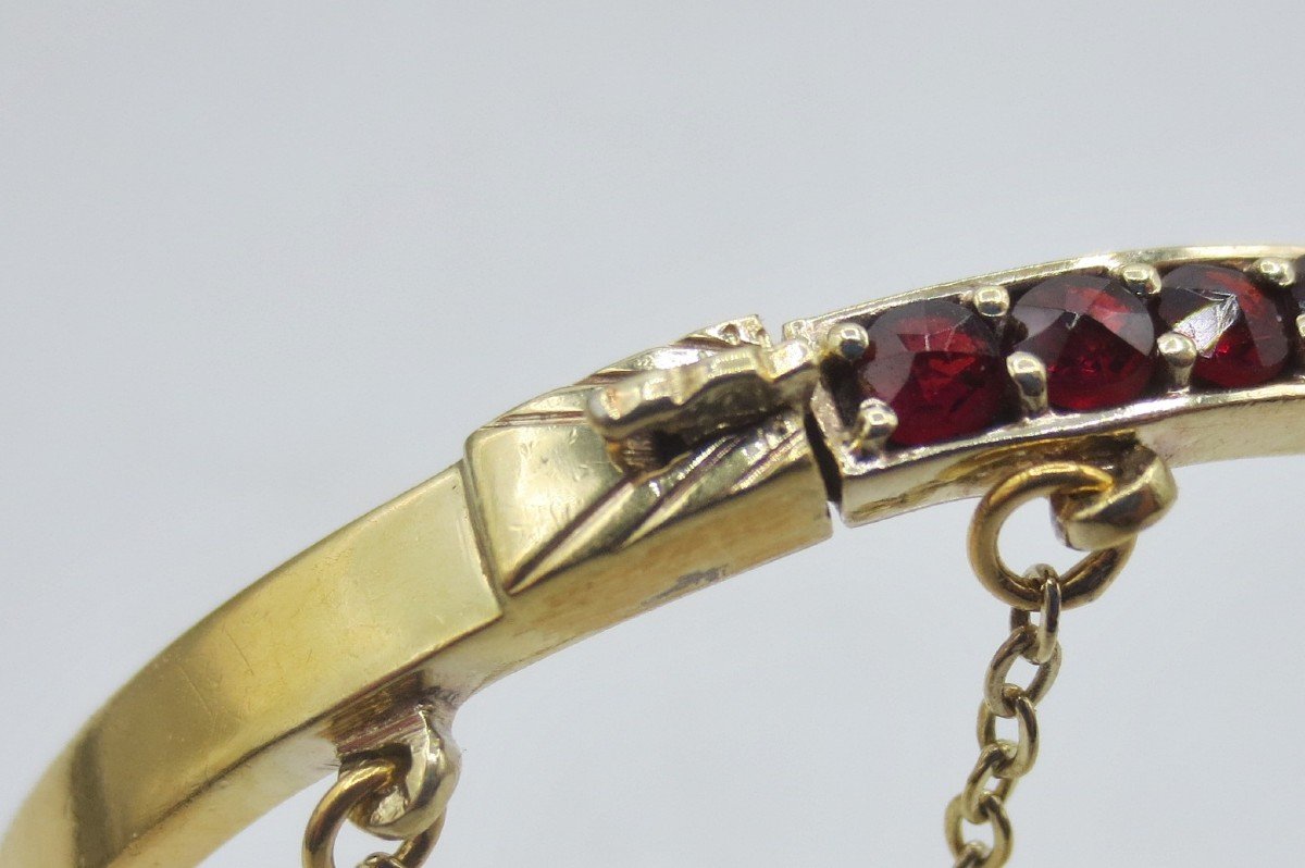 Bangle Bracelet, Vermeil And Garnets. -photo-3