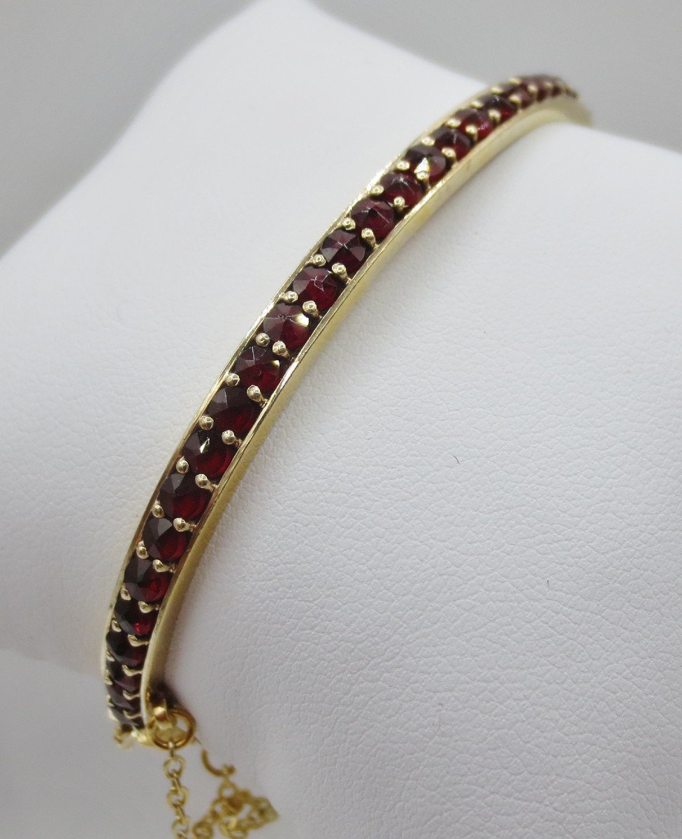 Bangle Bracelet, Vermeil And Garnets. -photo-1