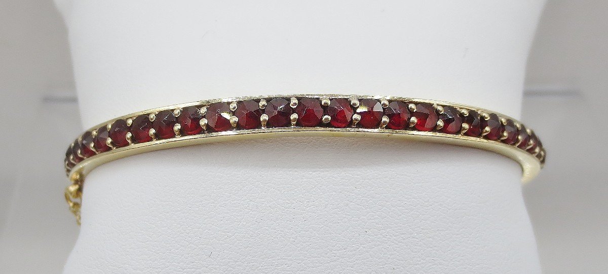 Bangle Bracelet, Vermeil And Garnets. -photo-2