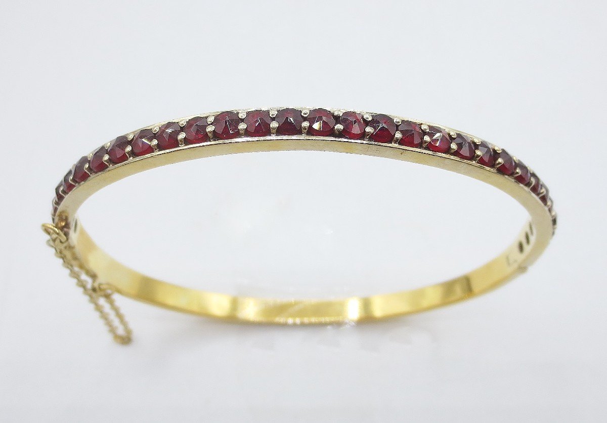 Bangle Bracelet, Vermeil And Garnets. -photo-3