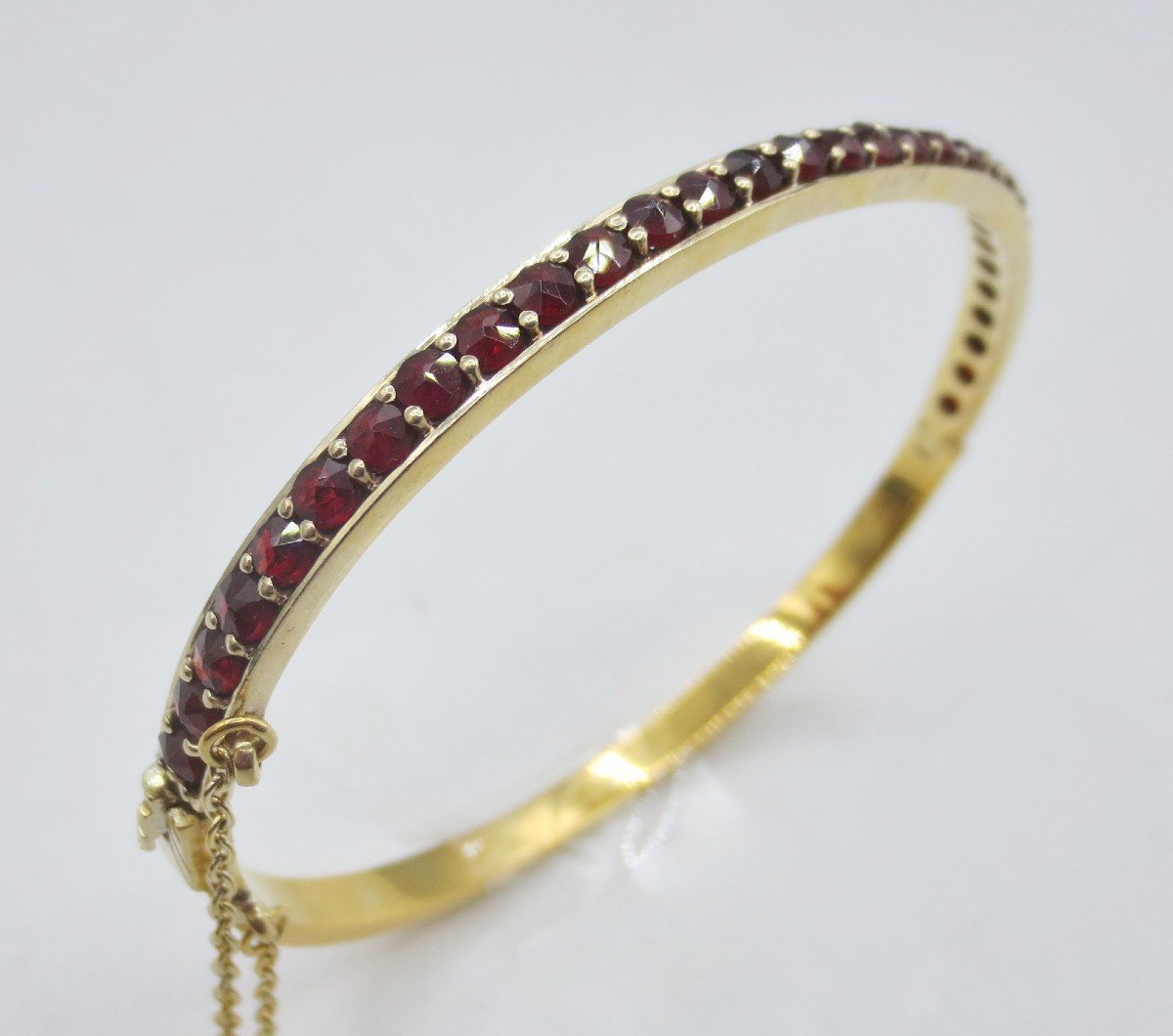 Bangle Bracelet, Vermeil And Garnets. -photo-4