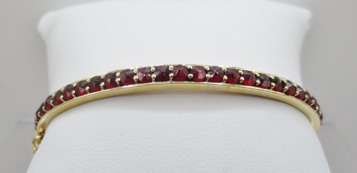 Bangle Bracelet, Vermeil And Garnets. 