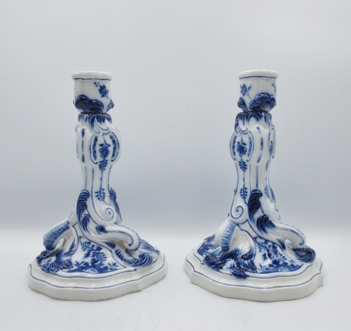 Meissen Porcelain Candlesticks. -photo-2