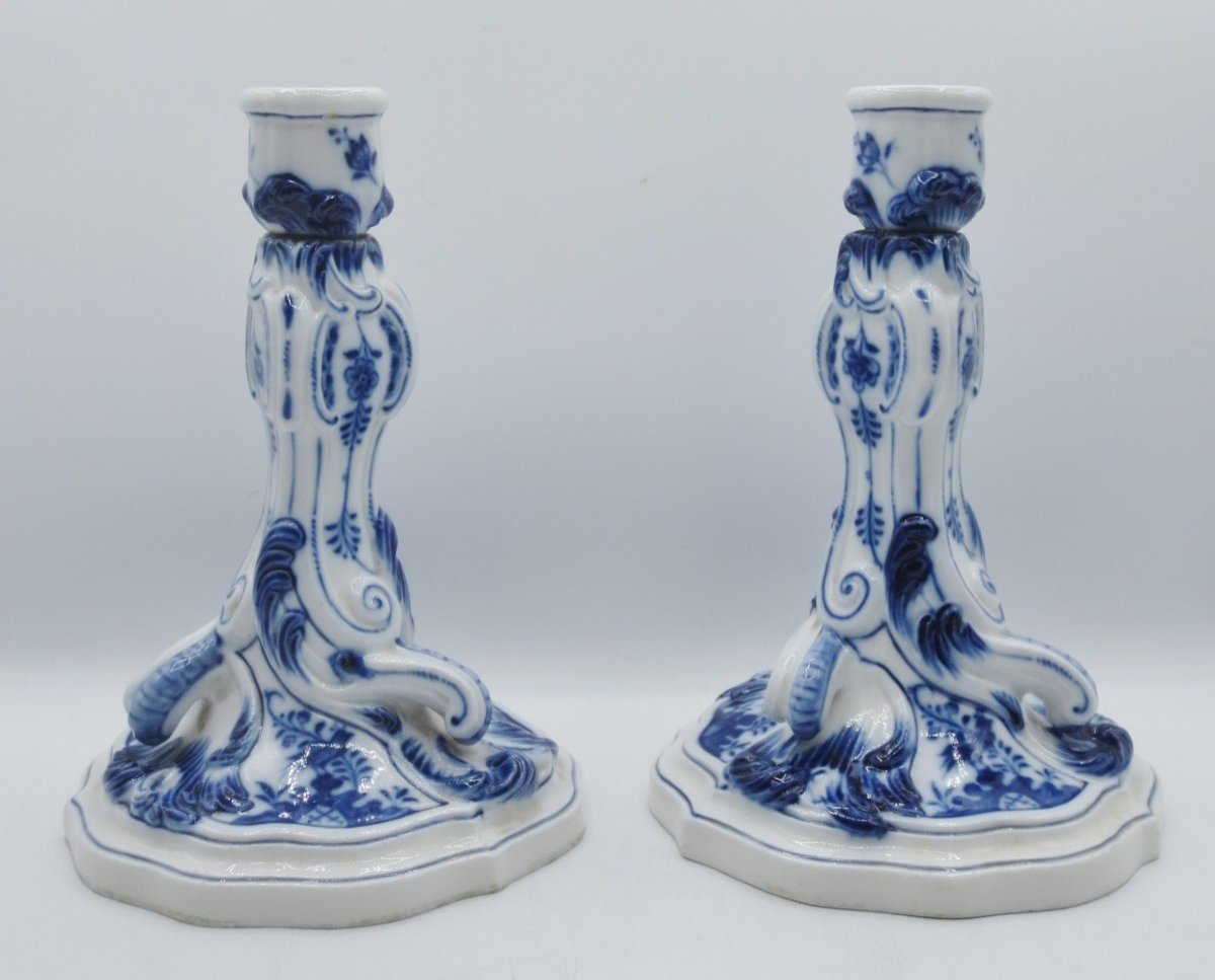 Meissen Porcelain Candlesticks. 