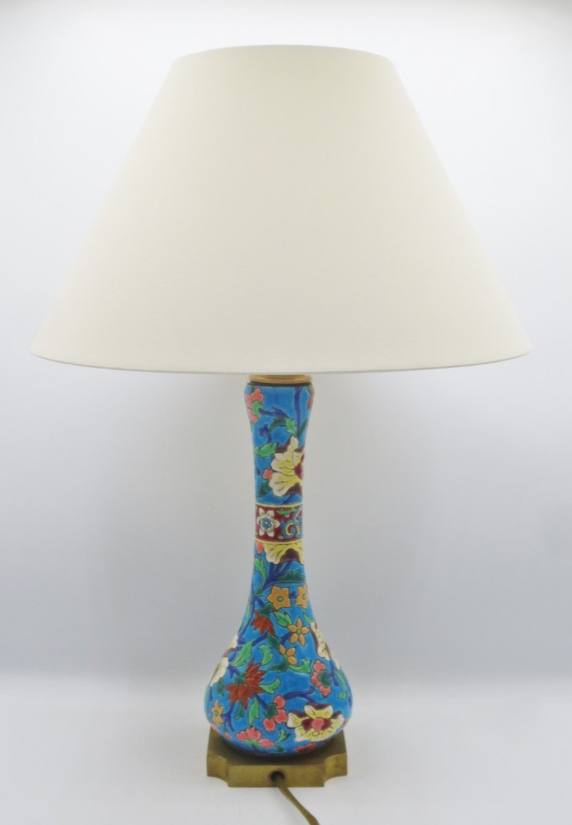 Longwy Earthenware Lamp,  