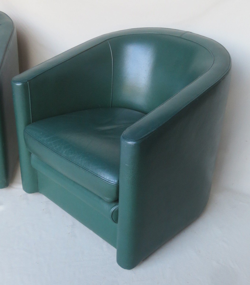 Pair Of Leather Armchairs, 20th Century. -photo-4