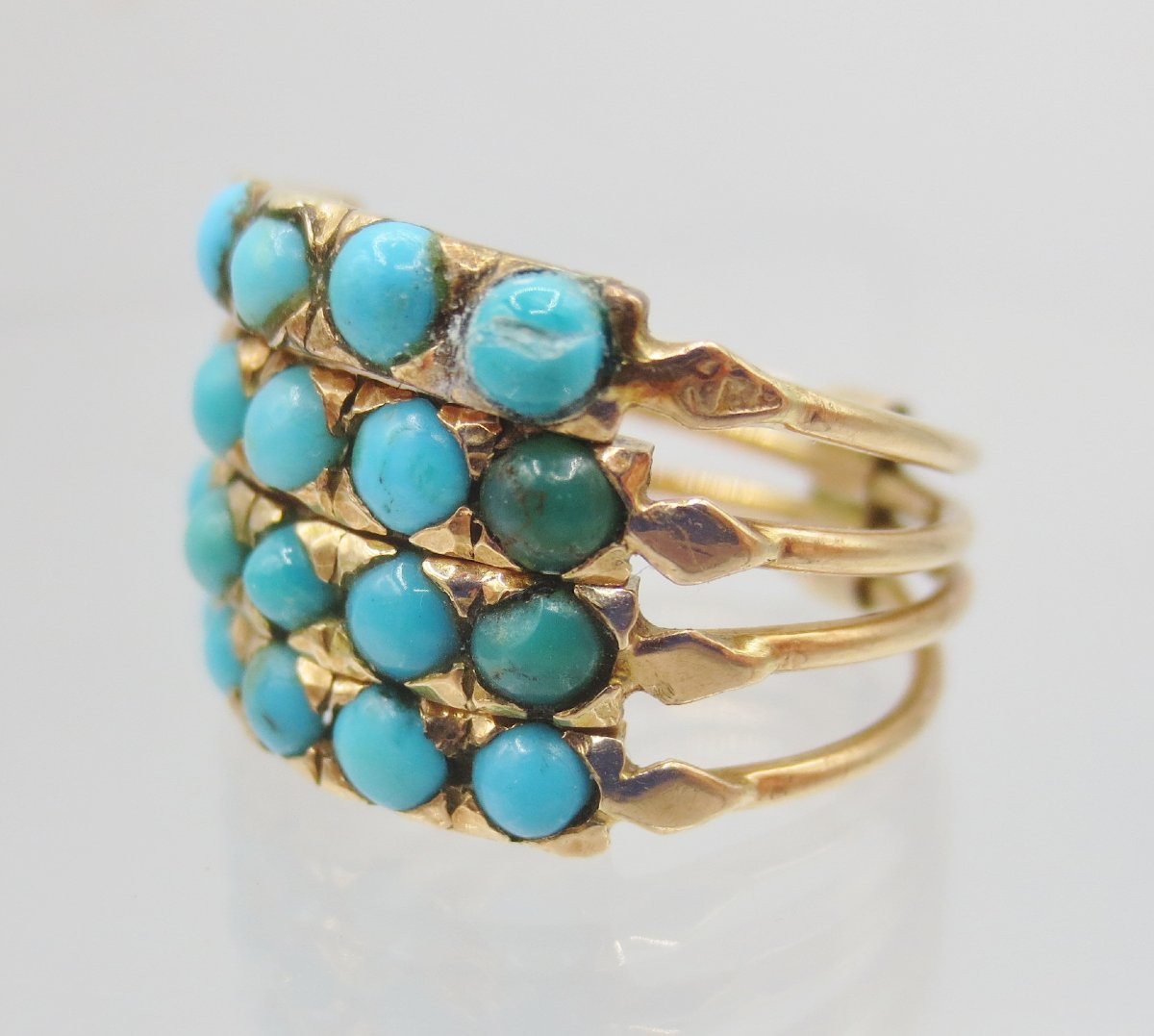 Bague de Harem, or et turquoises.  -photo-4