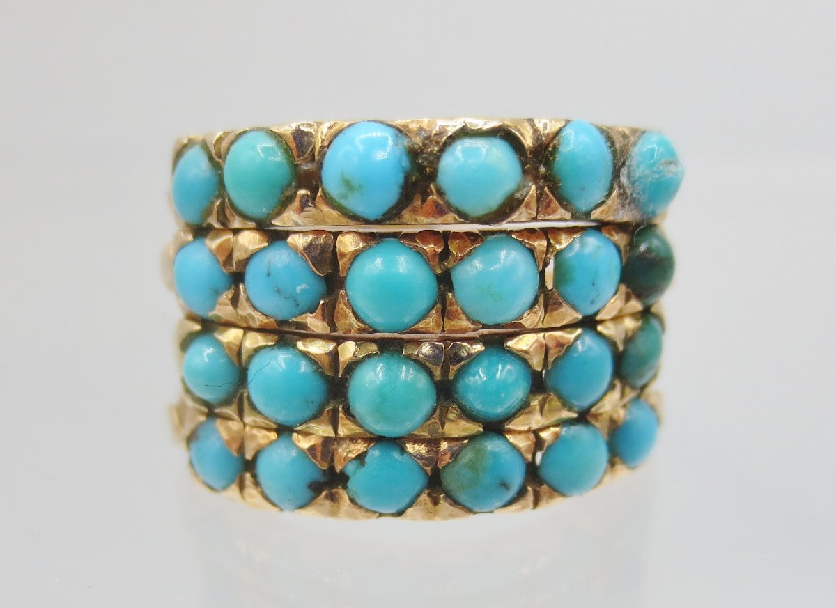 Bague de Harem, or et turquoises.  -photo-1