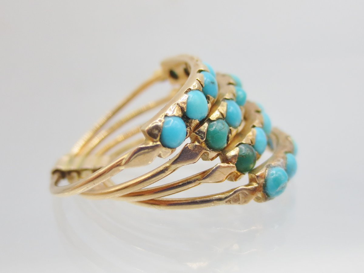 Bague de Harem, or et turquoises.  -photo-3