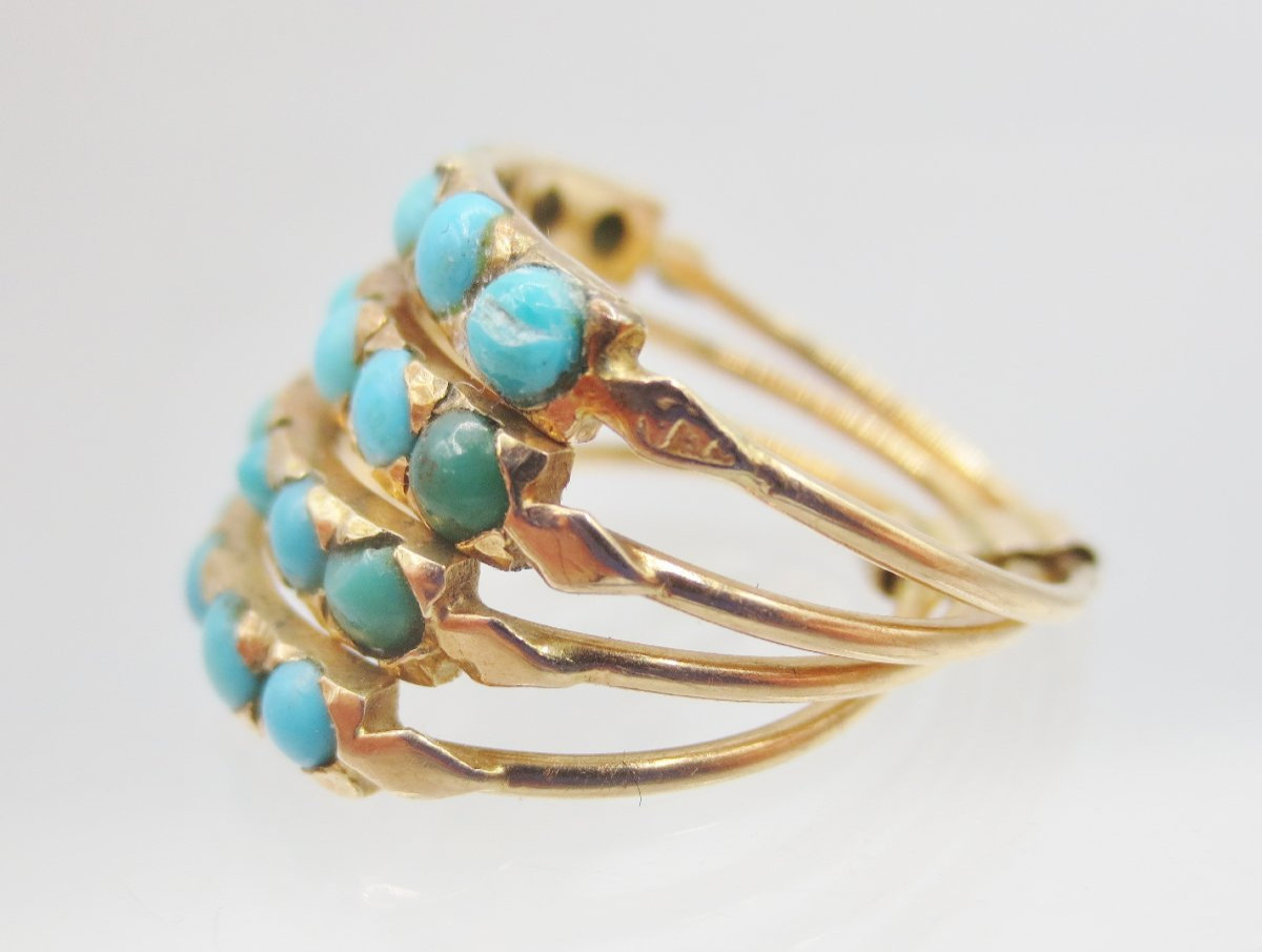 Bague de Harem, or et turquoises.  -photo-4