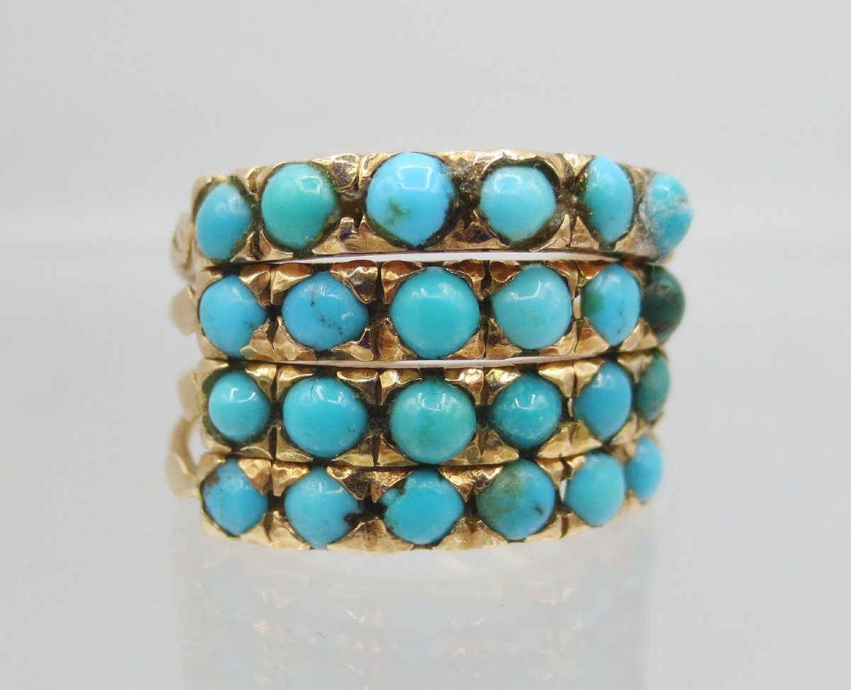 Bague de Harem, or et turquoises.  -photo-5