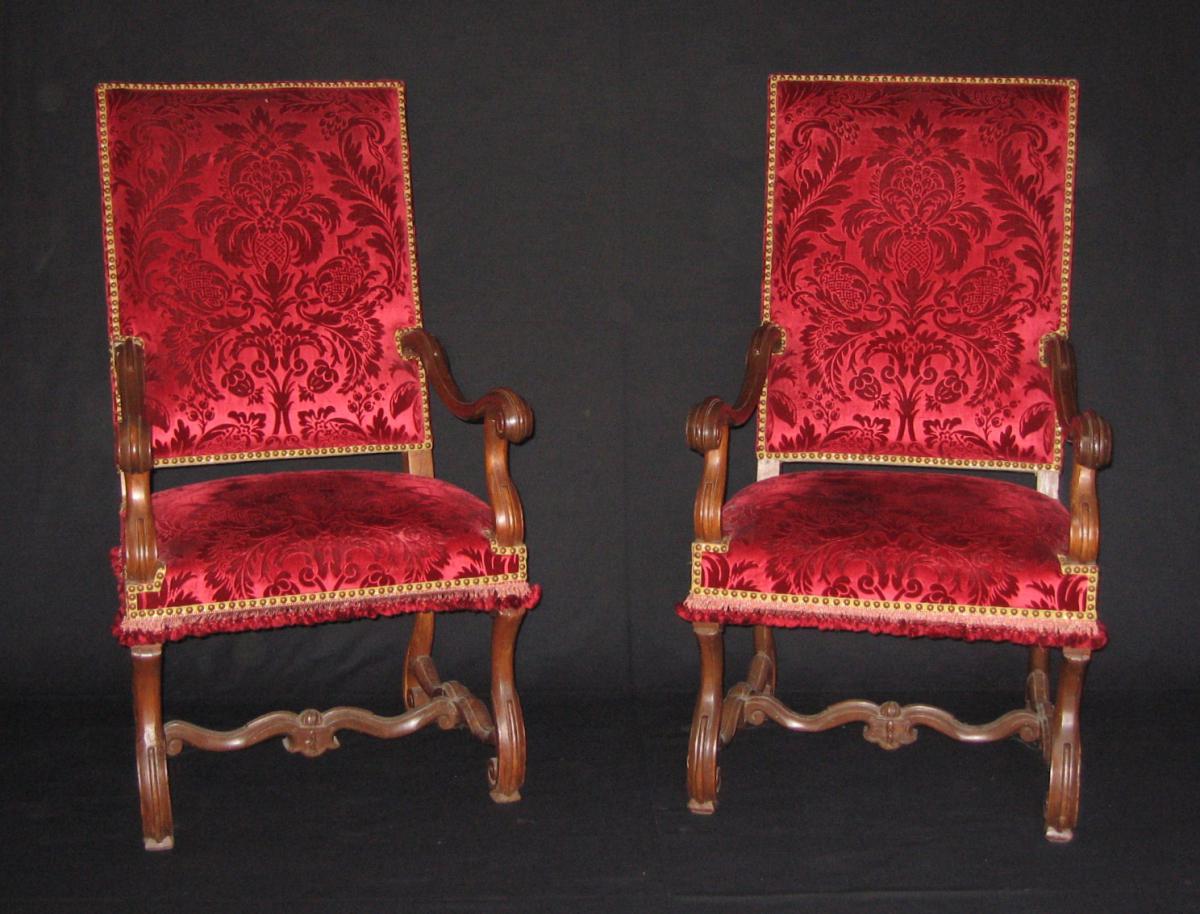 Paire De Fauteuils D'époque Louis XIV-photo-1