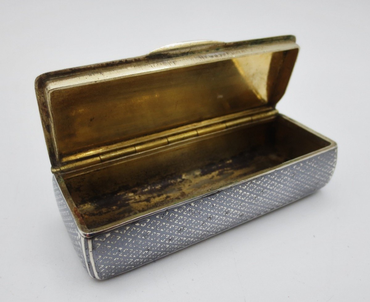 Snuffbox In Niellé Silver, Charles X Period.-photo-2