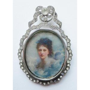 Miniature And Silver Frame, Late Nineteenth Century.