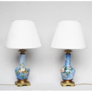 Barbotine Lamps With Impressionist Decor.