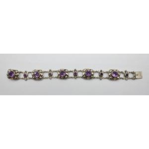 Silver And Amethyst Bracelet, 19th Century. 