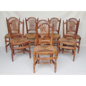 Eight Sheaf Back Chairs, Provence. 