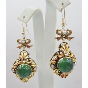 Boucles d'Oreille En Vermeil, XIXe Siècle. 