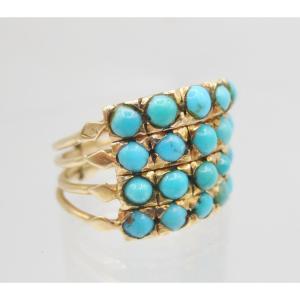 Bague de Harem, or et turquoises.  