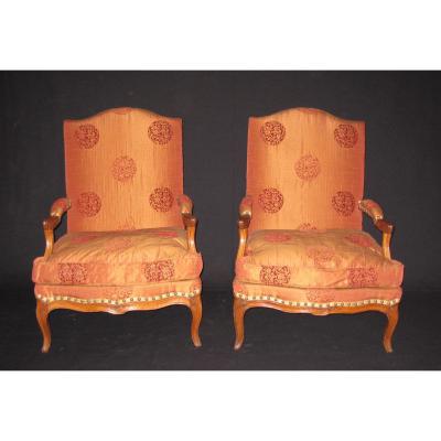 Pair Of Armchairs "fireside" Louis XV