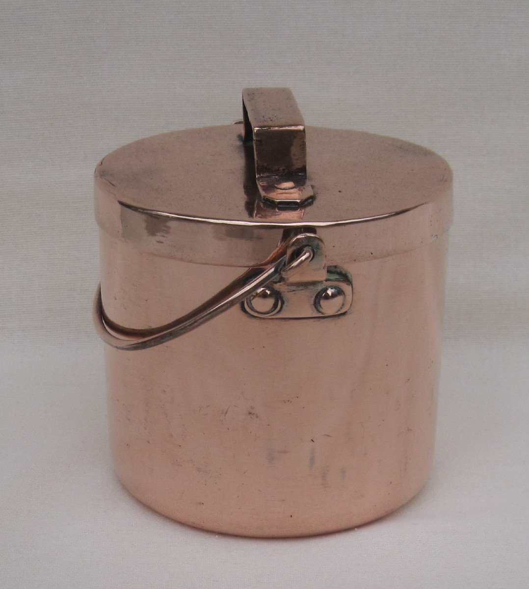 Small Covered Cauldron Or Pot, In Copper. 19th C.-photo-3