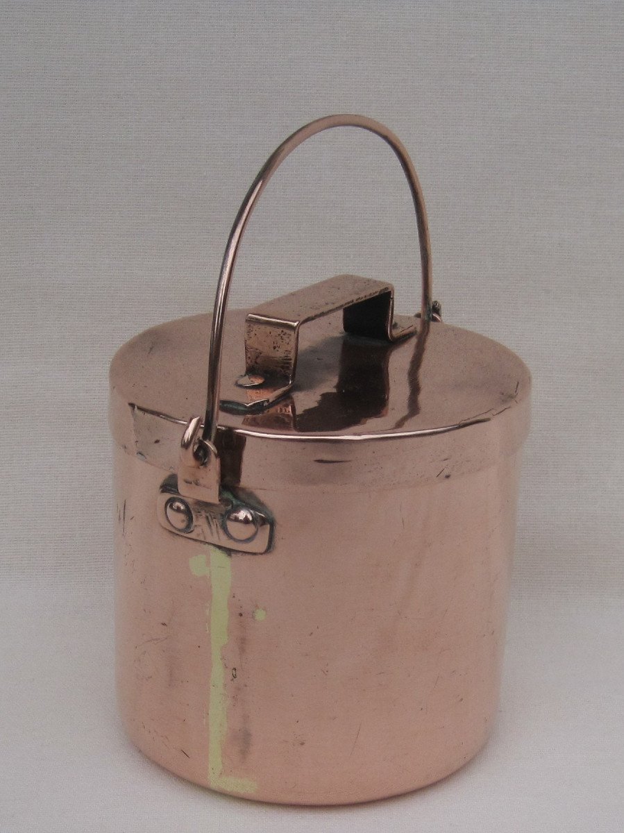 Small Covered Cauldron Or Pot, In Copper. 19th C.-photo-4