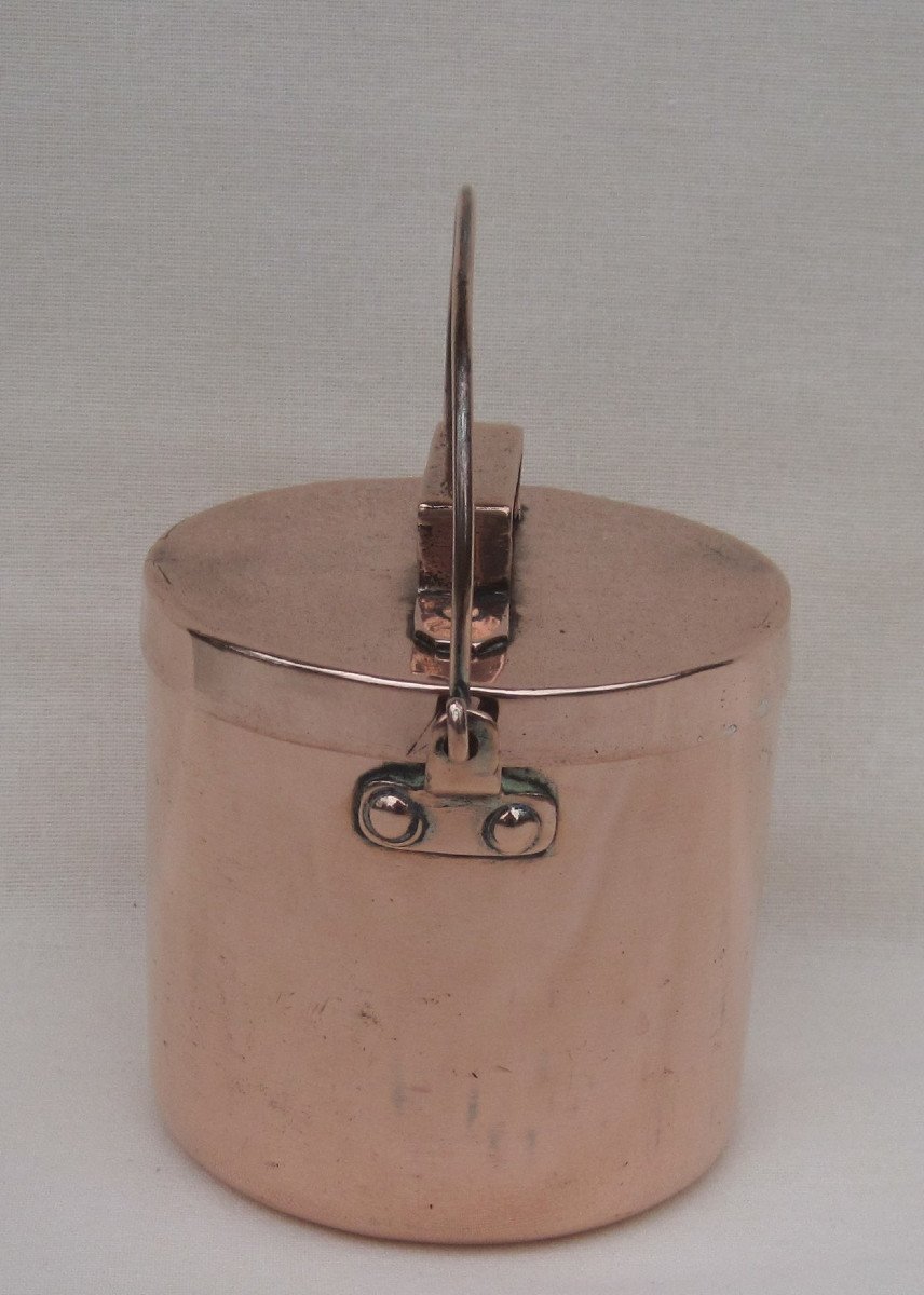 Small Covered Cauldron Or Pot, In Copper. 19th C.-photo-1