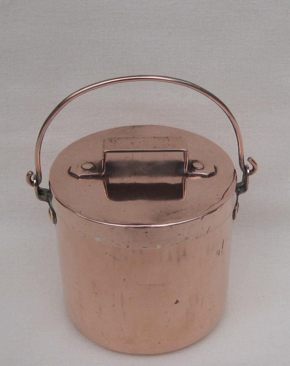 Small Covered Cauldron Or Pot, In Copper. 19th C.-photo-7