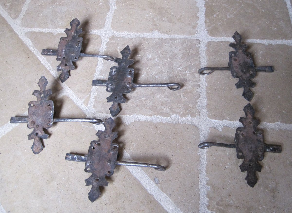 Uniform Set Of 6 Spring Bolts, In Iron. 18th Century.-photo-4