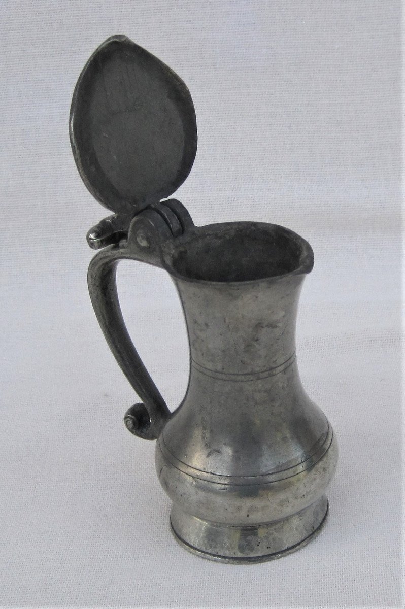 Small Pewter Pitcher, Called Demi-posson. Rouen. Late 18th Century.-photo-2