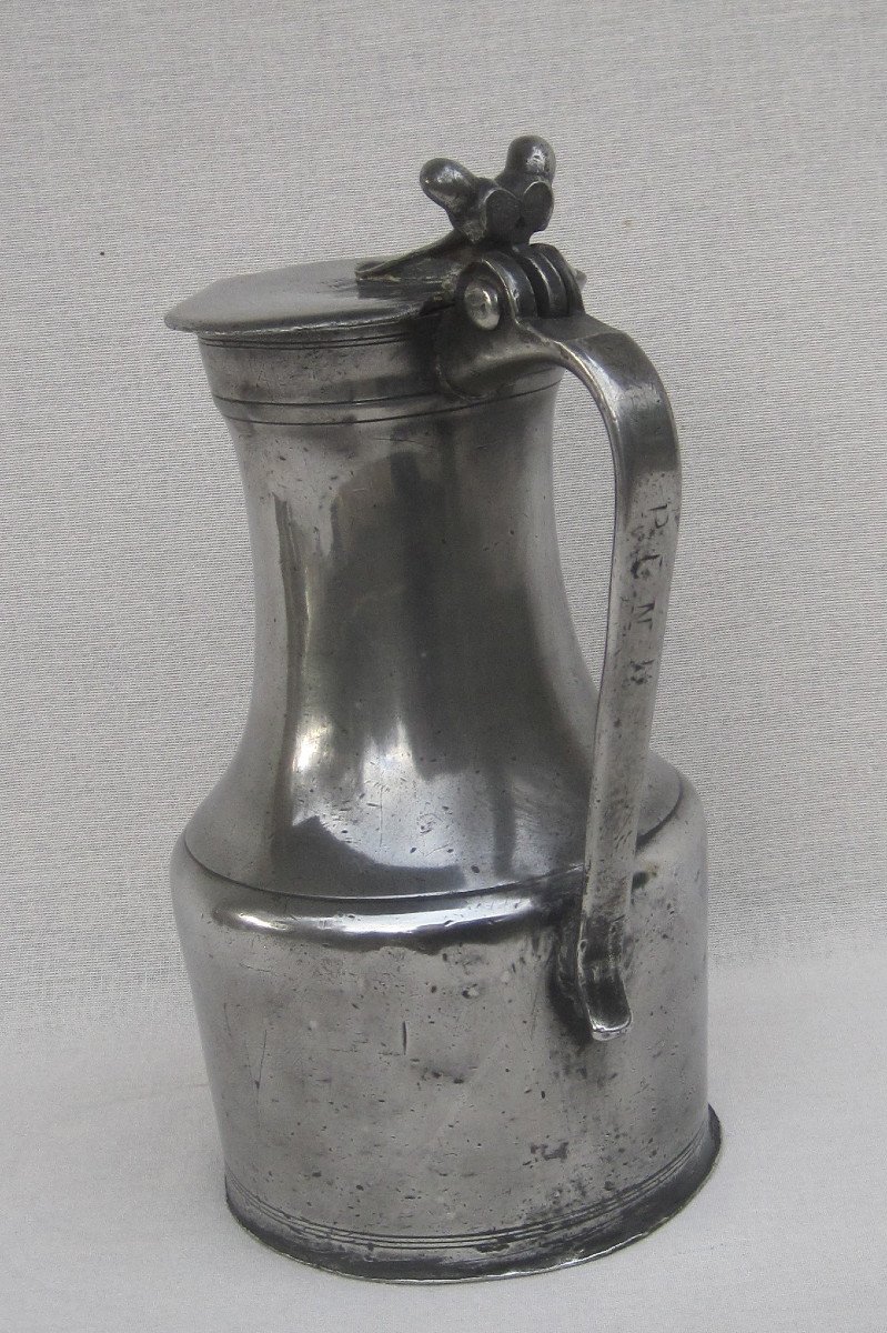 Pewter Pitcher. Saint Lô. 18th Century.-photo-1