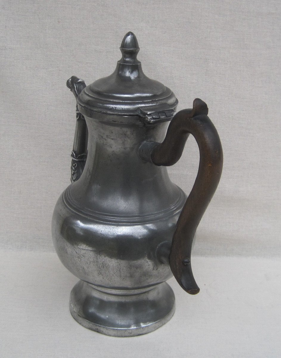 Large Coffee Pot, In Pewter. Belgium. 19th Century.-photo-2