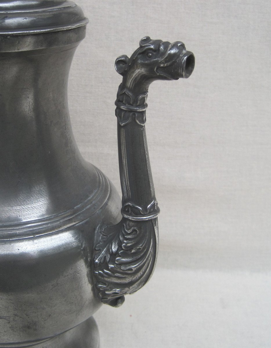 Large Coffee Pot, In Pewter. Belgium. 19th Century.-photo-4