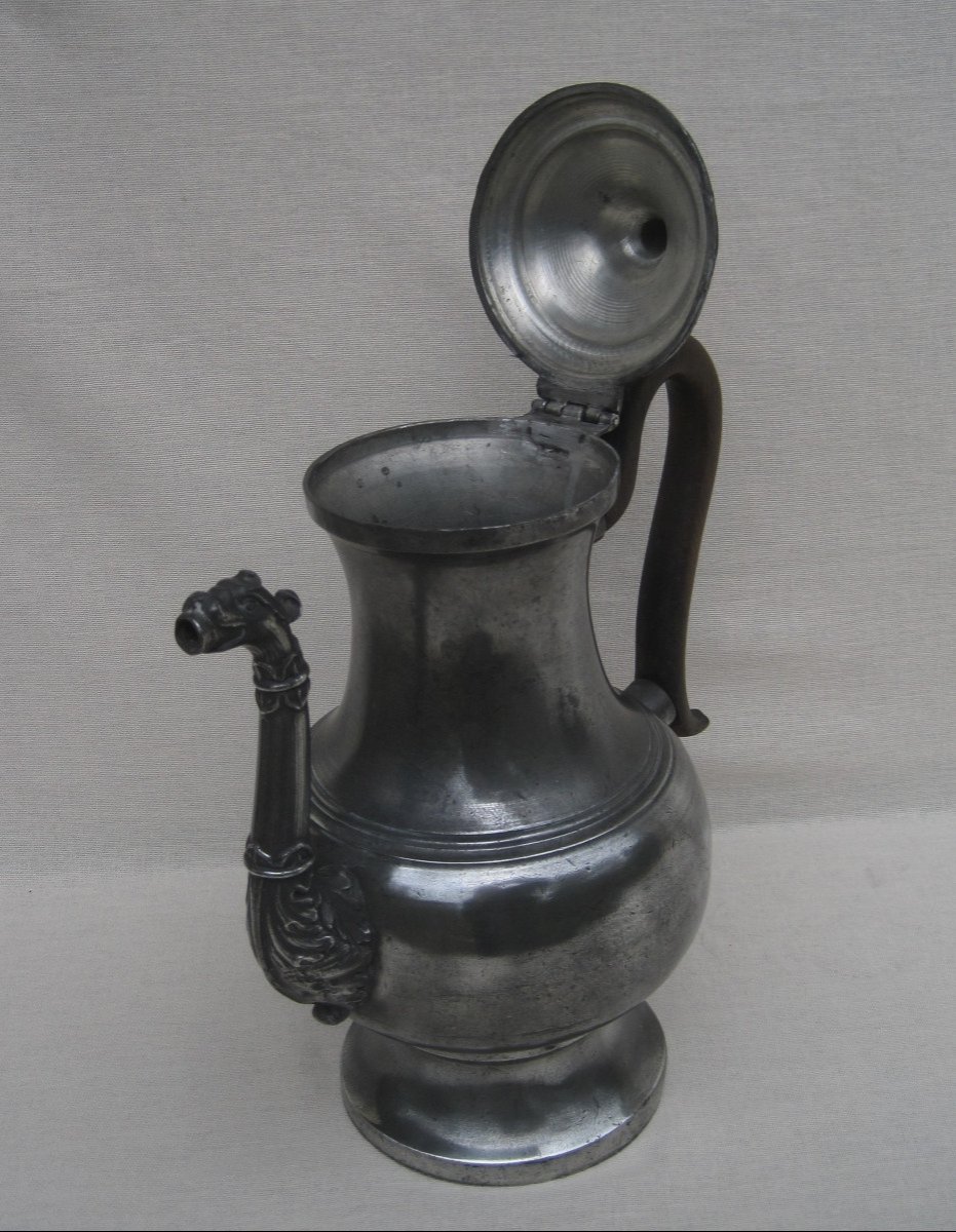 Large Coffee Pot, In Pewter. Belgium. 19th Century.-photo-2