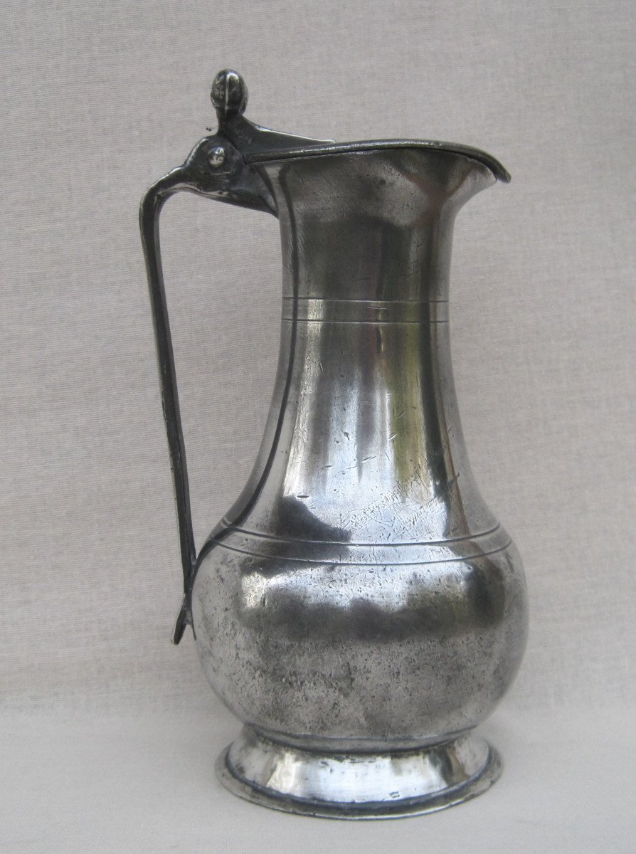 Pewter Pitcher. Guéroult In Falaise. 18th Century.-photo-1