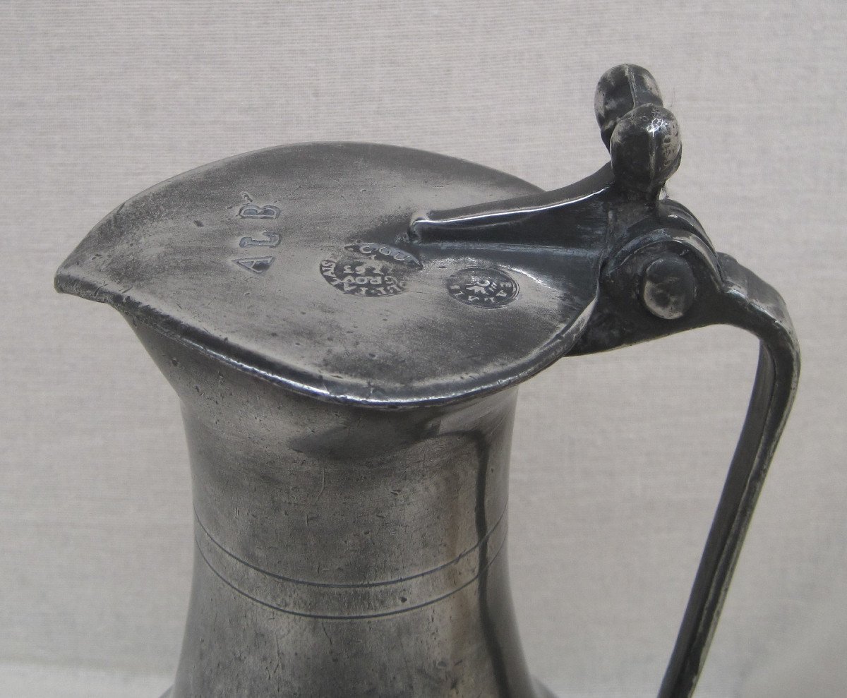 Pewter Pitcher. Guéroult In Falaise. 18th Century.-photo-7