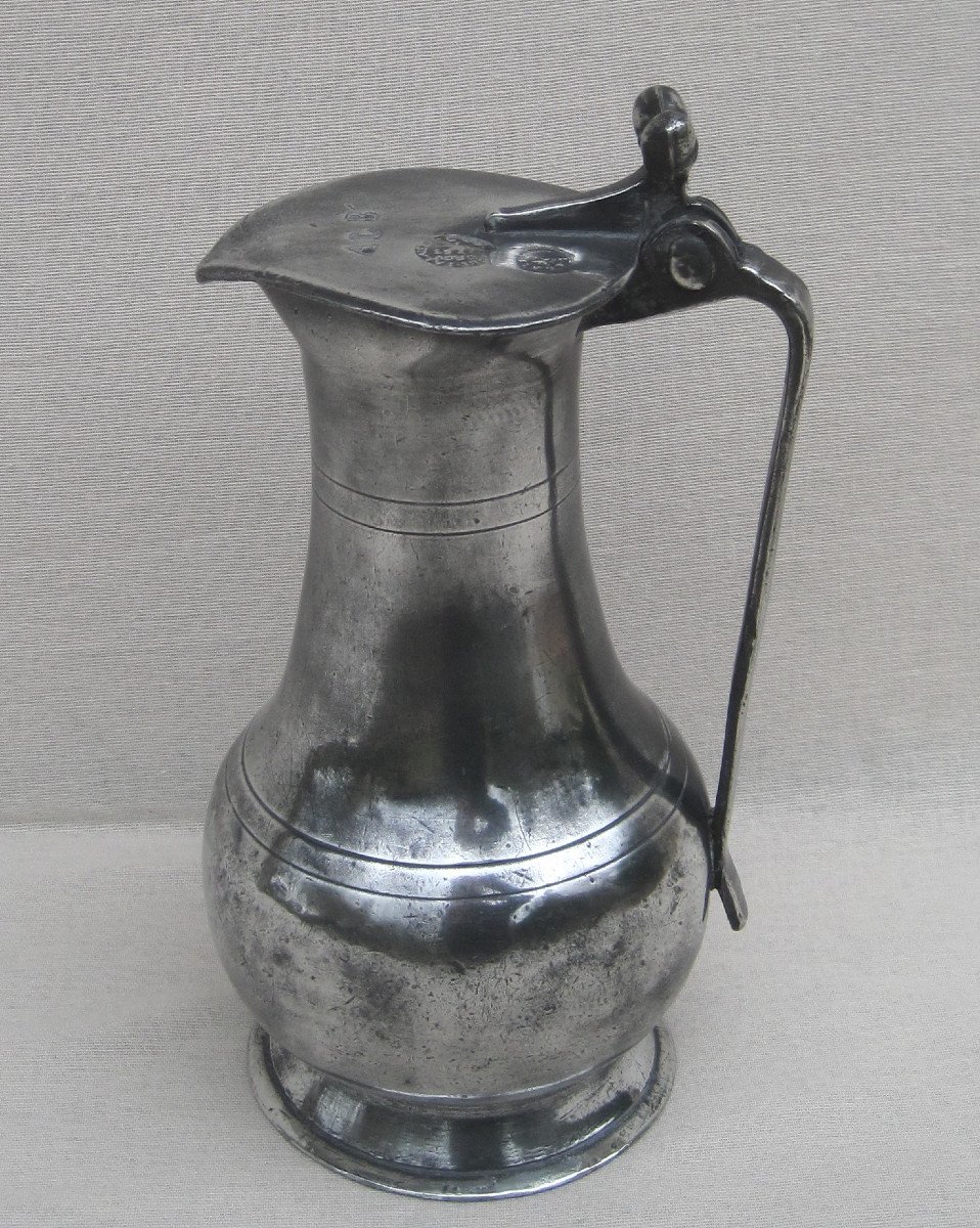 Pewter Pitcher. Guéroult In Falaise. 18th Century.-photo-8