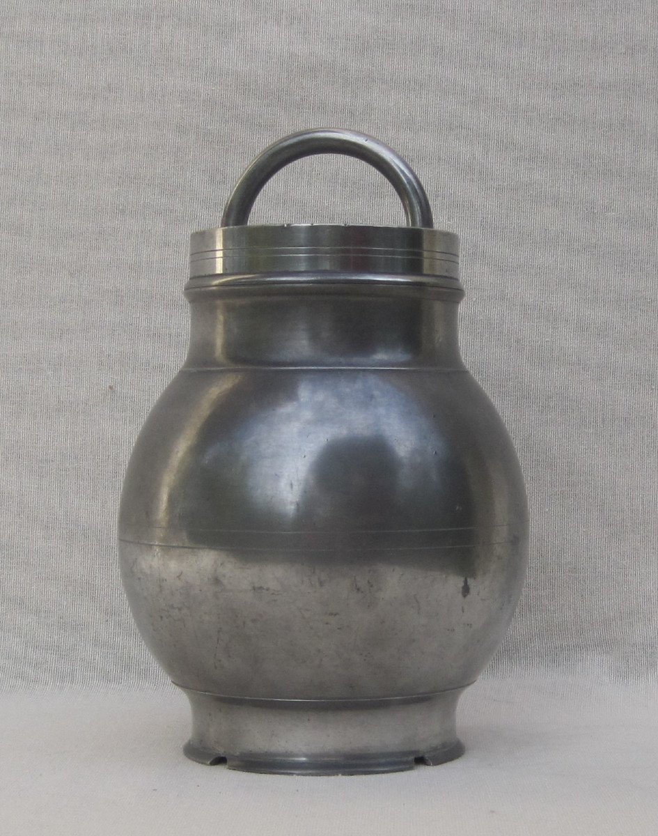 Suspender, Bouillon Pot, In Pewter. Late 19th-early 20th Century.-photo-1